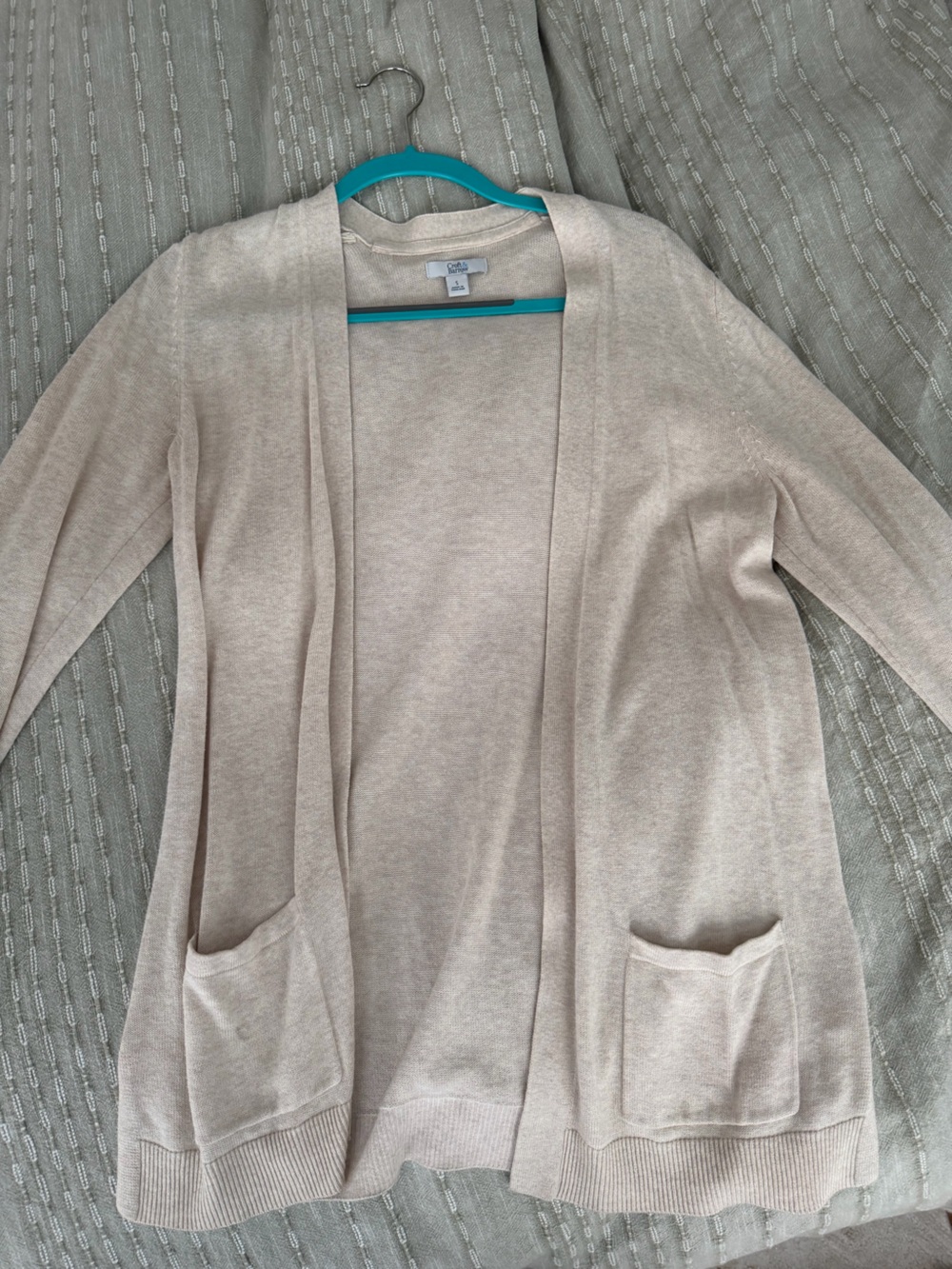 Croft & Barrow Cream Open-Front Pocket Cardigan Sweater